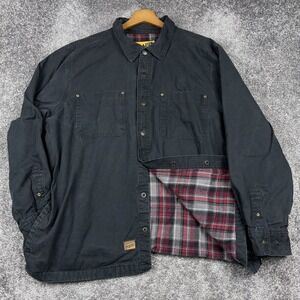 Brazos Work Force Jacket Men's XXL Black Canvas Flannel Lined Workwear Shacket